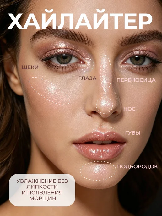 PrettyGirl Хайлайтер для лица и тела с зеркалом, бежевый, фото 3