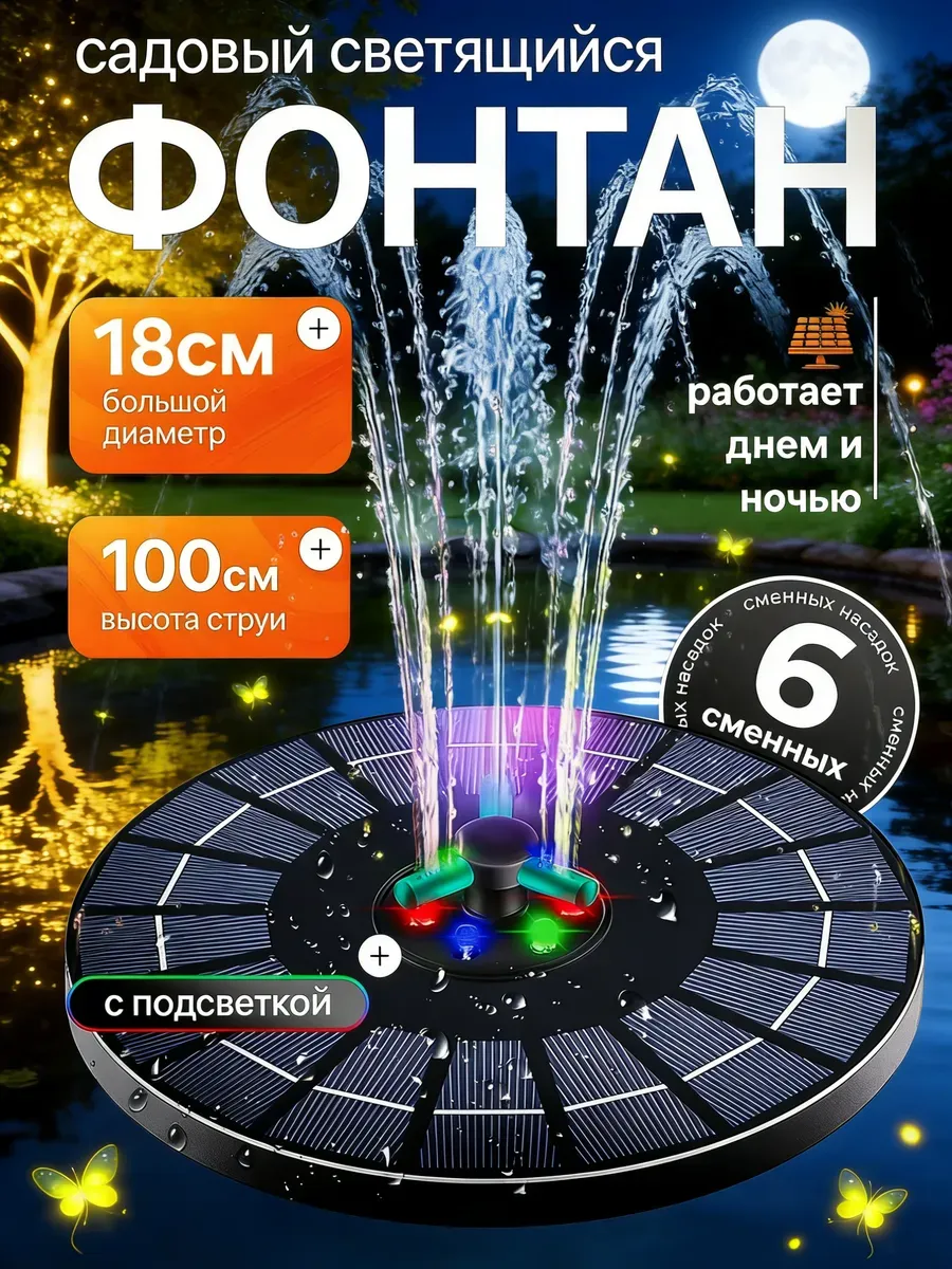 Садовый фонтан на солнечной батарее