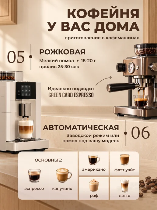 Green Card Кофе в зернах 1 кг ESPRESSO, 80% арабика 20% робуста, 1 кг, фото 7