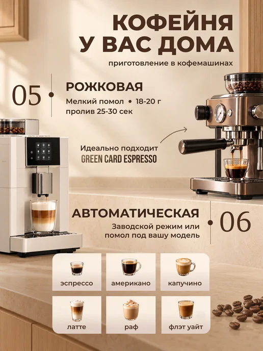 Green Card Кофе в зернах 1 кг 100 % Арабика GOLD, 1 кг, фото 7