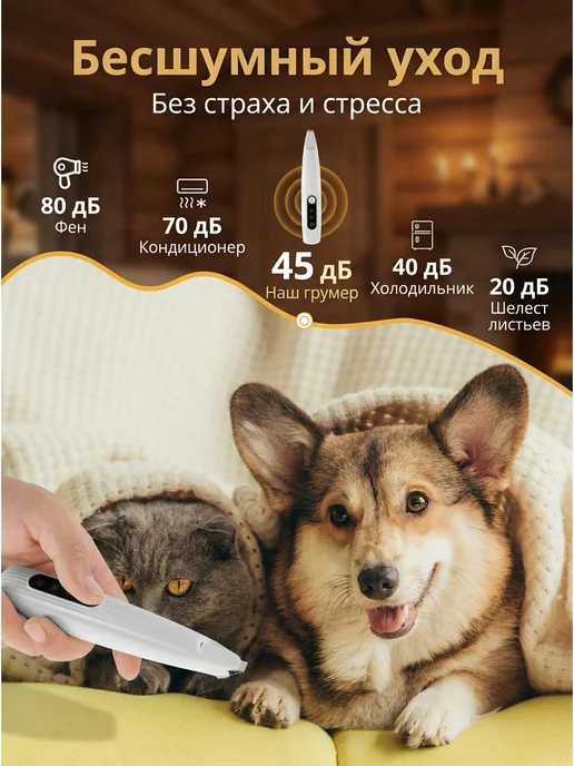 Триммер для собак и кошек для стрижки лап с LED, белый, фото 4