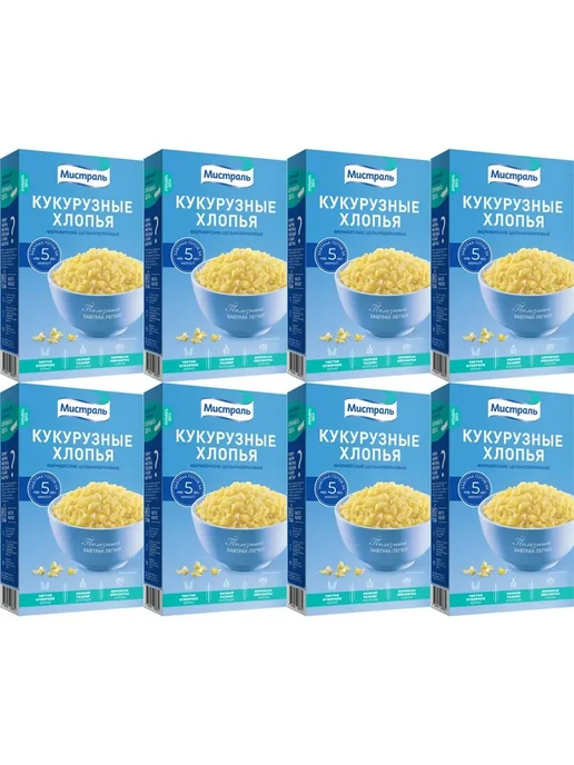 МИСТРАЛЬ Хлопья Фермерские кукурузные, 400гр, 8 шт, фото 2