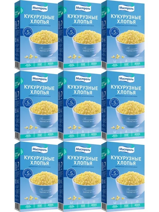 МИСТРАЛЬ Хлопья Фермерские кукурузные, 400гр, 9 шт, фото 2