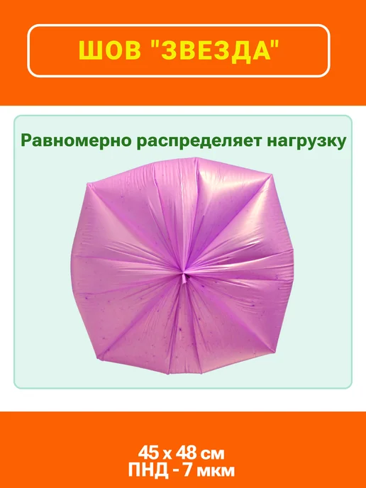 Мешки для мусора 20 л, 3 рулона, фиолетовый 7 мкм, 20 л, фото 6