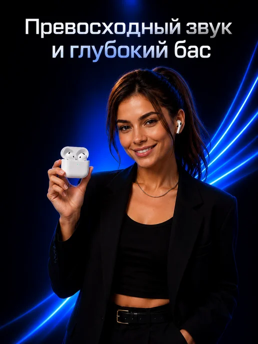 SoniX Беспроводные наушники A.Pods 4 для iPhone и Android, белый, фото 2