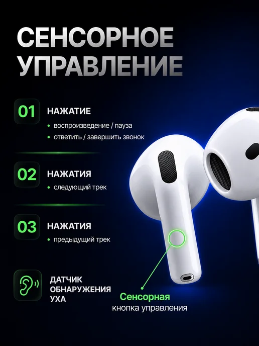 SoniX Беспроводные наушники A.Pods 4 для iPhone и Android, белый, фото 6