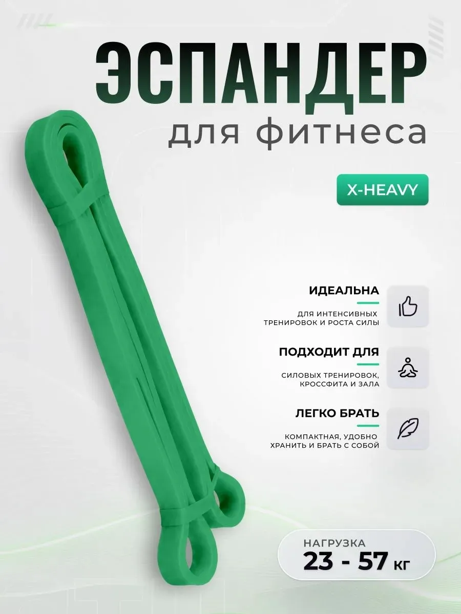 Резинка для фитнеса латексная зеленая