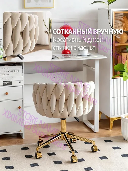 Бархатное офисное кресло в гардеробной，поворот на 360°, зеленый, фото 3