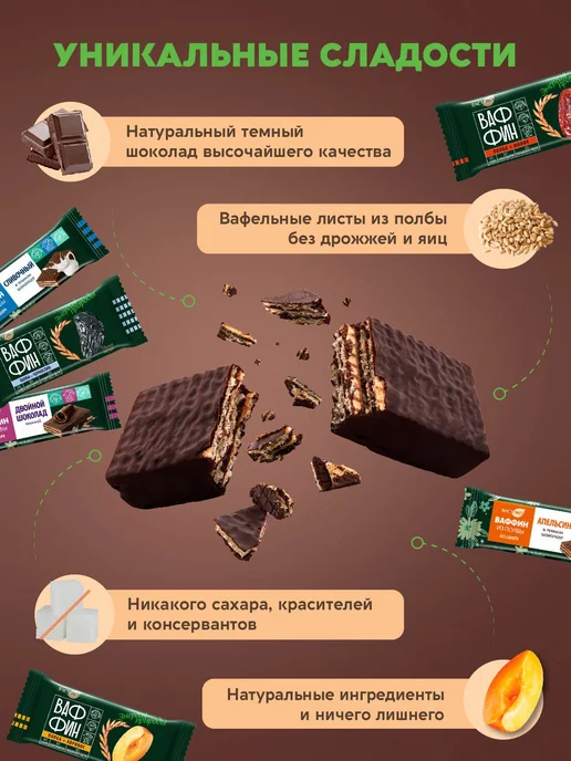 Вастэко ВАФФИН батончик без сахара Двойной шоколад 12х27г, 12x27, фото 2