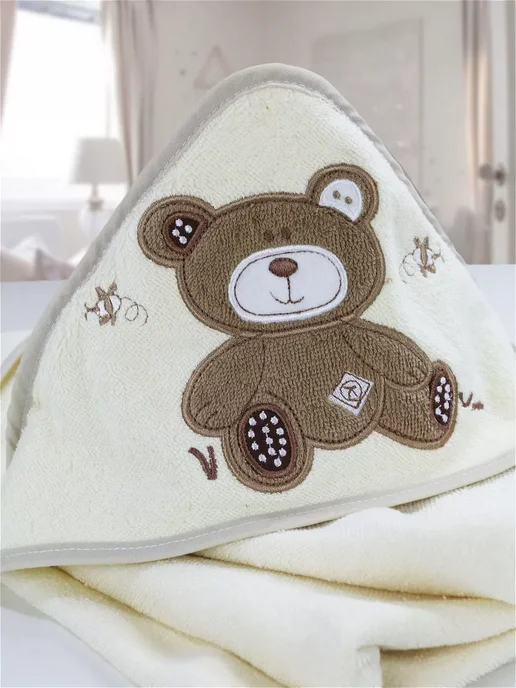 Cherir Полотенце для новорожденного с капюшоном 78*80см, 78x80 см, фото 2