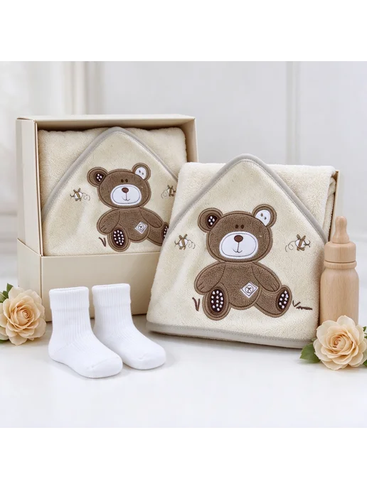 Cherir Полотенце для новорожденного с капюшоном 78*80см, 78x80 см, фото 3