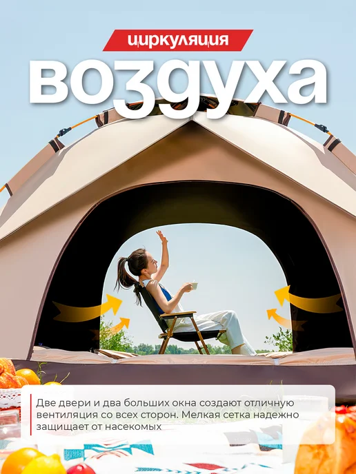 Палатка туристическая 4 местная, белый, фото 2