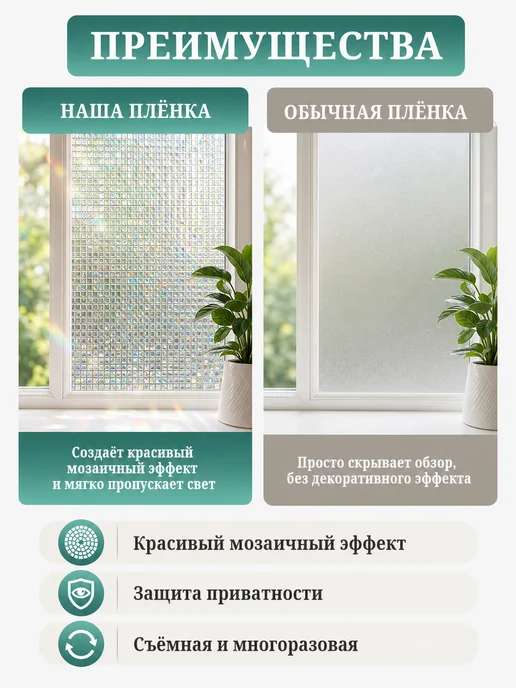Прилипало Пленка на окно Мозаика для приватности 60×200 см, 60x200 см, фото 2