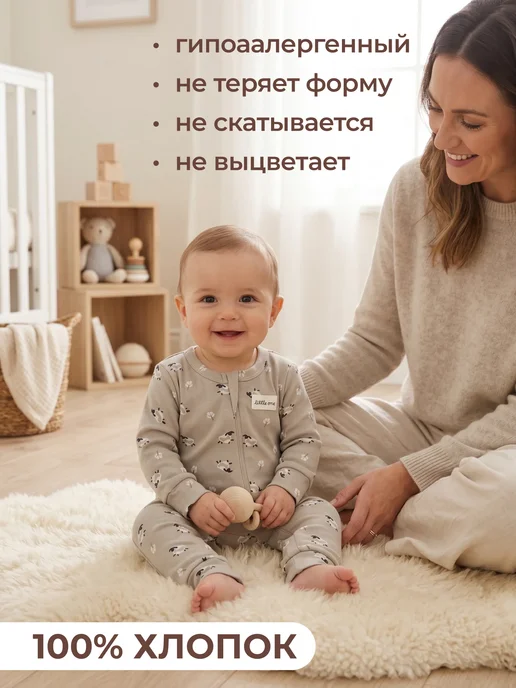 Rabiko Слипы на молнии для новорожденных, белый, фото 5
