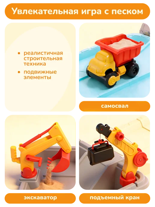 playokay Песочница для улицы и дома детская с зонтиком, синий, фото 3
