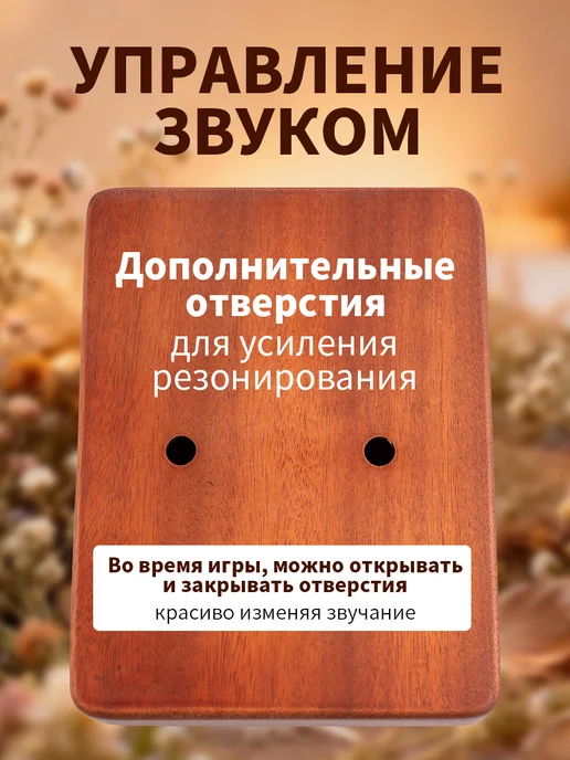 Калимба 21 нот деревянная с чехлом, красный, фото 6