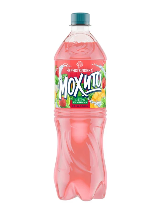 Черноголовка Лимонад "Мохито" клубника-манго, газированный 0,45 л х 12 шт, 1 л, 12 шт, фото 2