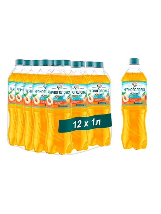 Черноголовка Лимонад "Крымский персик" газированный 1,5 л х 6 шт, 1 л, 12 шт