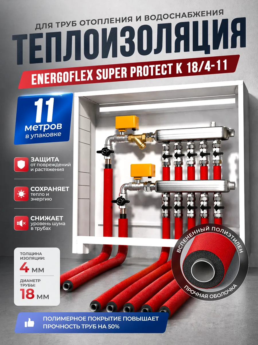 Теплоизоляция Super Protect красная 18 4 мм, 11 м