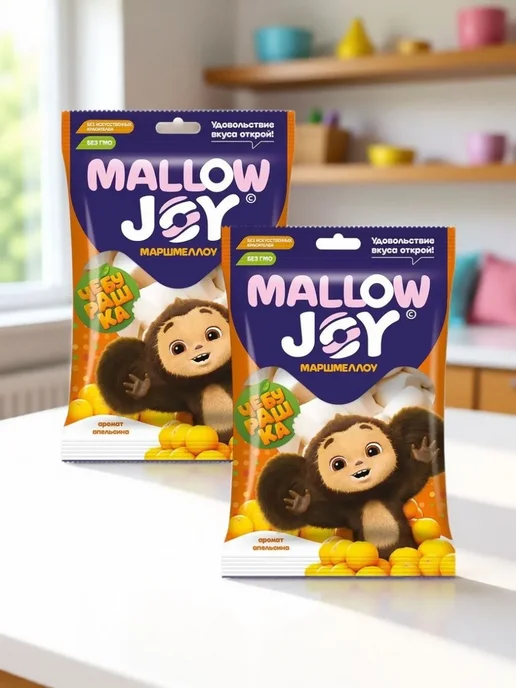 Конфитрейд Маршмеллоу во флоупаке Чебурашка Mallow Joy, 2 шт по 100г, 2 шт, 100 г, фото 2
