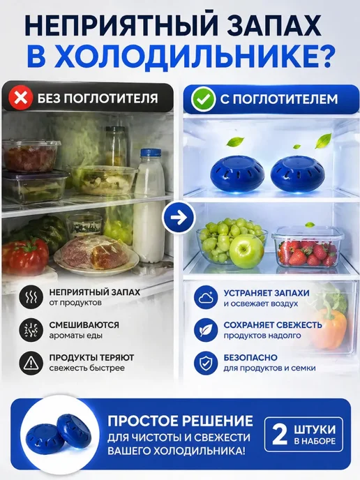 Эвион Поглотитель запаха для холодильника, нейтрализатор, синий, фото 2