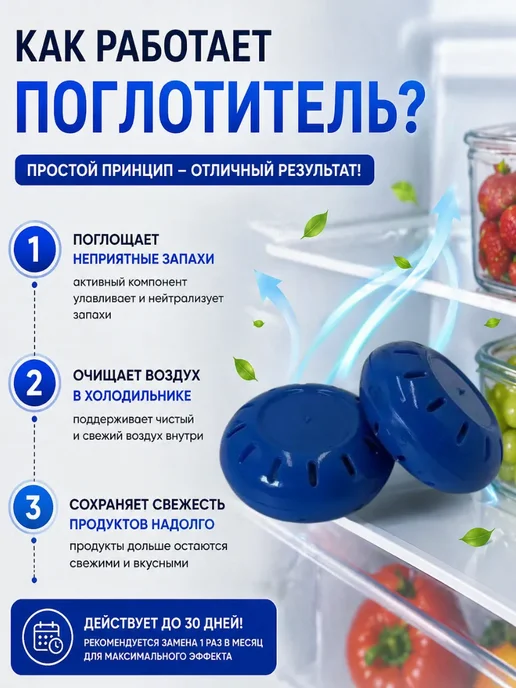 Эвион Поглотитель запаха для холодильника, нейтрализатор, синий, фото 3