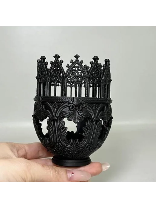 Готический подсвечник 3D печать винтаж, черный, фото 3