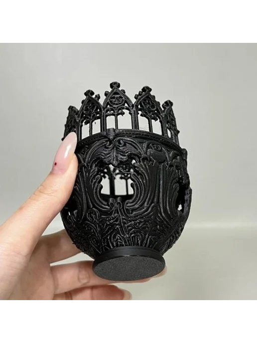 Готический подсвечник 3D печать винтаж, черный, фото 4