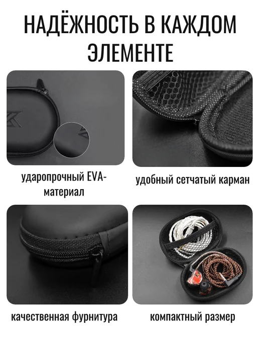 Maestro Store Защитный кейс чехол для наушников KZ (Knowledge Zenith), черный, фото 3
