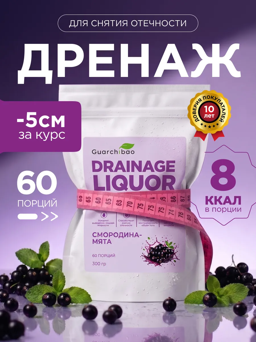 Дренажный напиток от отечности и похудения смородина-мята