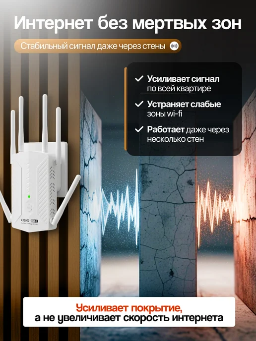 Усилитель wifi сигнала для роутера репитер мощный 3000, белый, фото 2