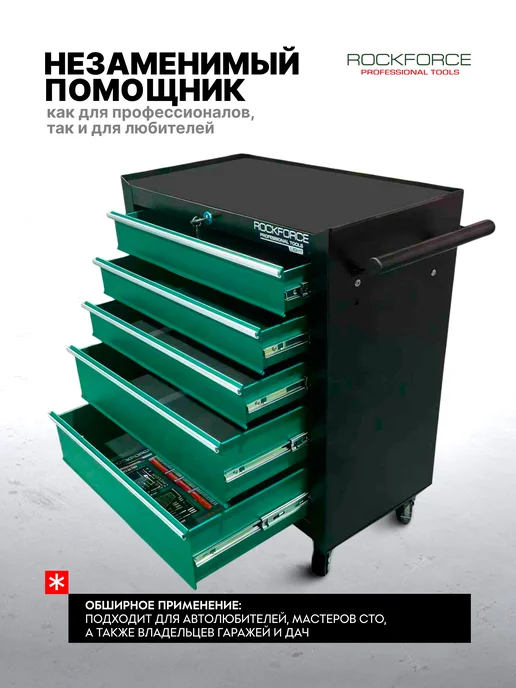 Rockforce Тележка с набором инструментов, 216 предметов, черный, фото 8