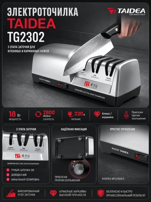 TAIDEA Электрическая точилка для ножей Tаidea TG2302, серый