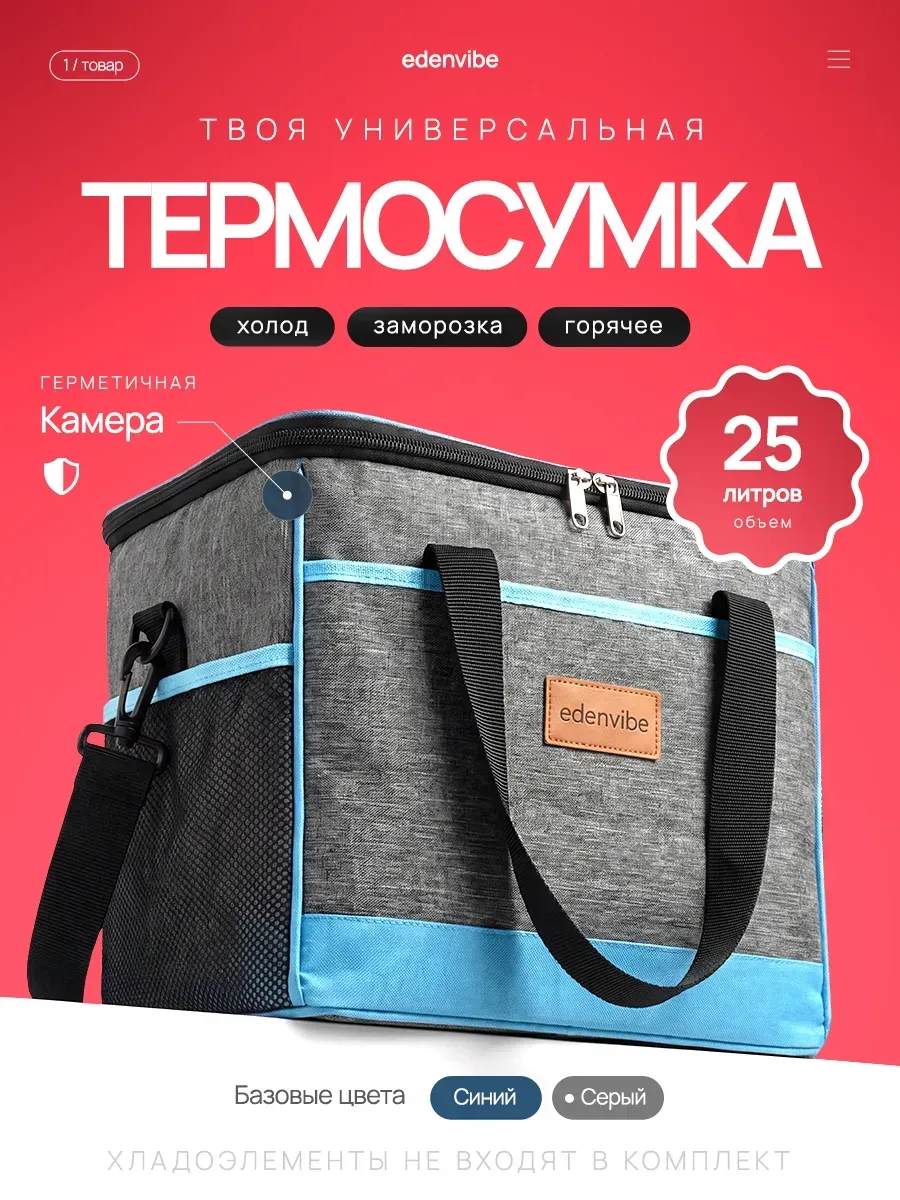 Сумка холодильник термосумка для еды и напитков 25л