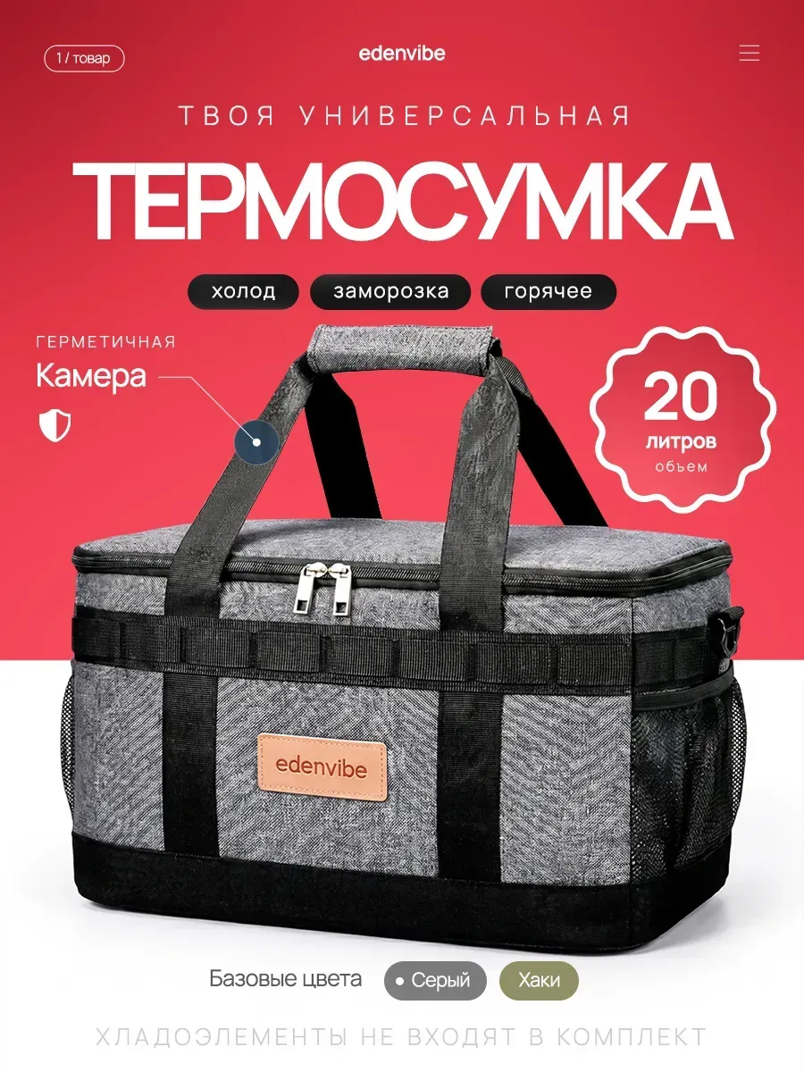 Сумка холодильник термосумка для еды и напитков 20л