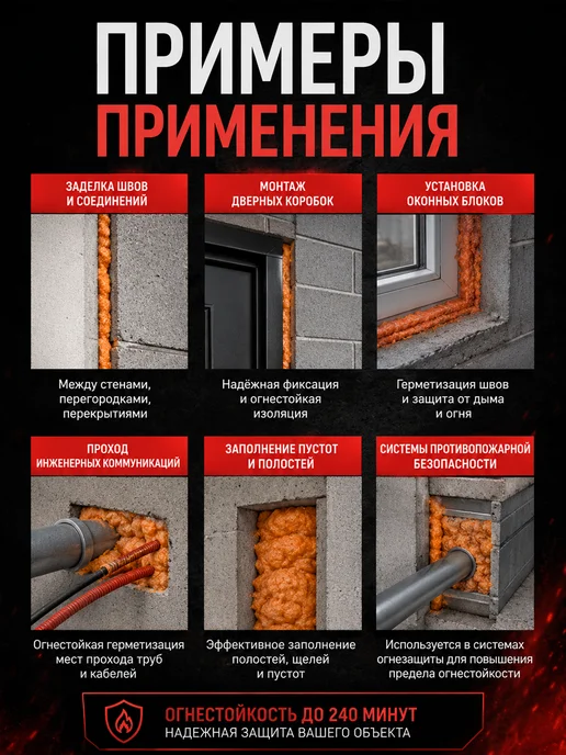 Profflex Монтажная пена под пистолет FIREBLOK 850 мл огнестойкая, 850 мл, фото 2