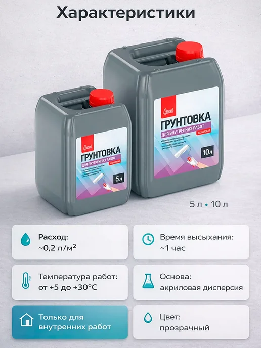 Старатели Грунтовка акриловая для внутренних и наружных работ 10л, 5 л, фото 2