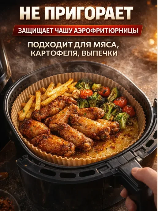 ГМ2026 Вкладыши для выпечки в аэрогриле круглые, 16 см, 50 шт, коричневый, фото 3