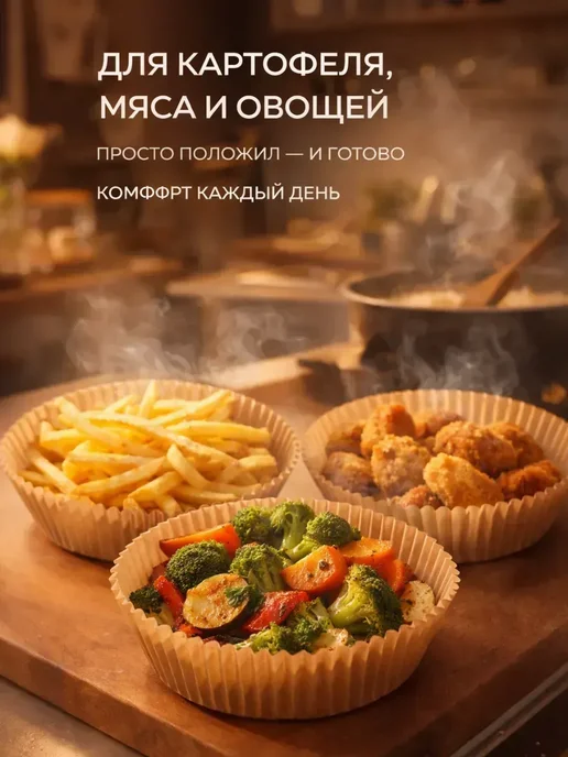 ГМ2026 Вкладыши для выпечки в аэрогриле круглые, 16 см, 50 шт, коричневый, фото 4