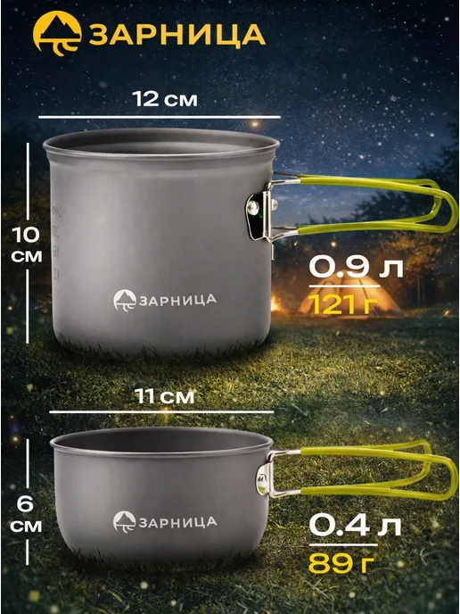Зарница Набор туристической посуды на 1 человека, черный, фото 2