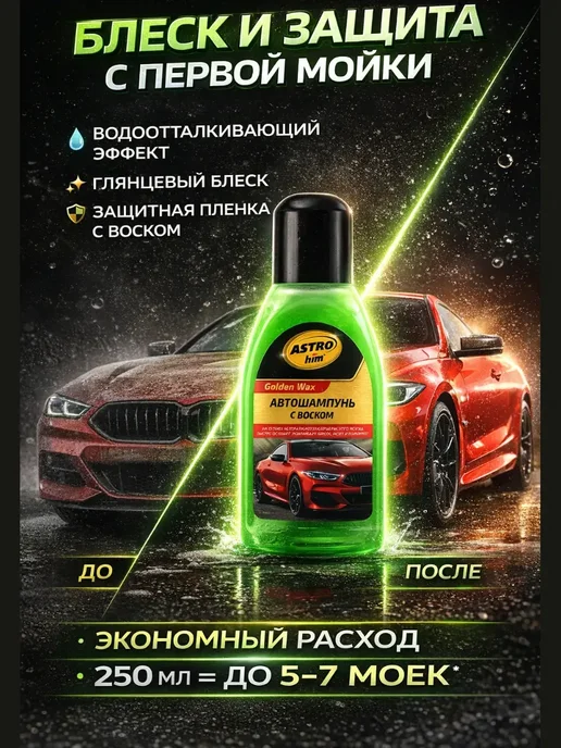 АР1704 Автошампунь с воском 250 мл — Глубокая очистка и блеск, 250 мл, фото 2