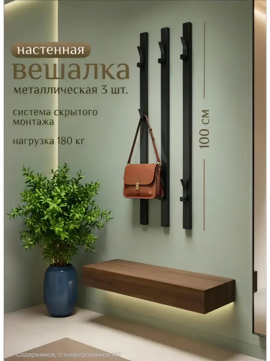 Вешалка настенная в прихожую для одежды 3 шт