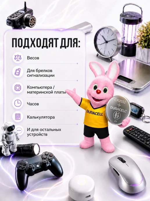 DURACELL Батарейки CR2032 3V литиевые 2 шт таблетки, 2 шт, фото 2