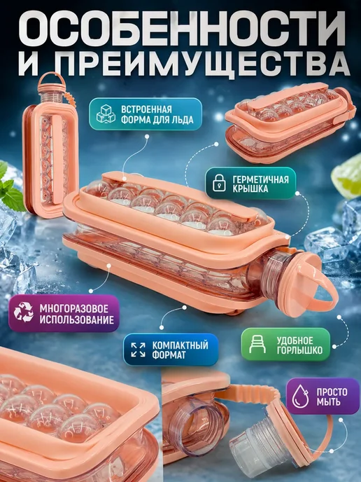 НАС4 Бутылка для льда форма для заморозки кубиков, синий, фото 2