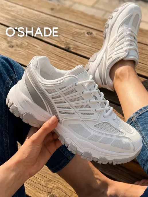 O`SHADE Кроссовки женские спортивные дышащие, белый
