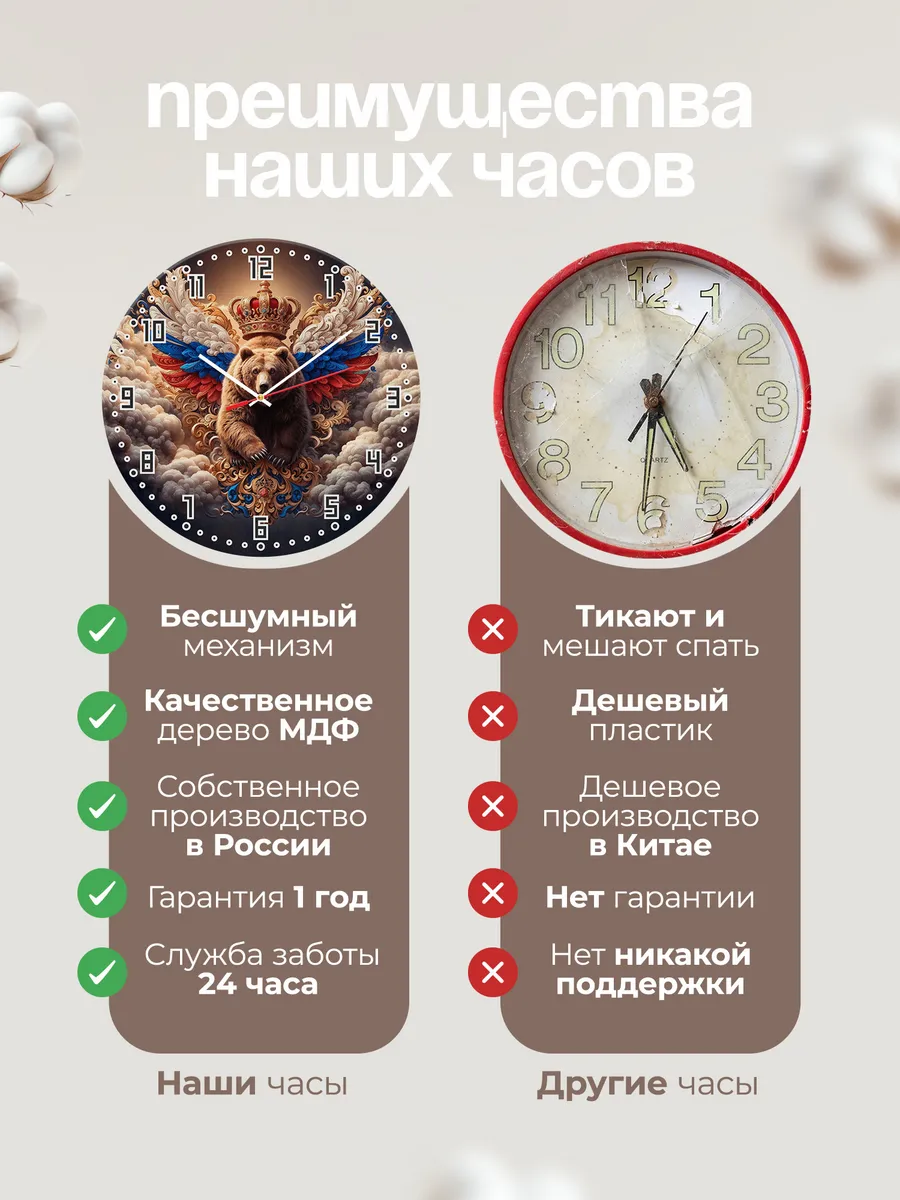 Часы настенные Герб России с медведем — фото 10