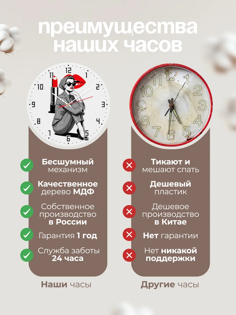 Часы настенные для мастера макияжа — фото 10