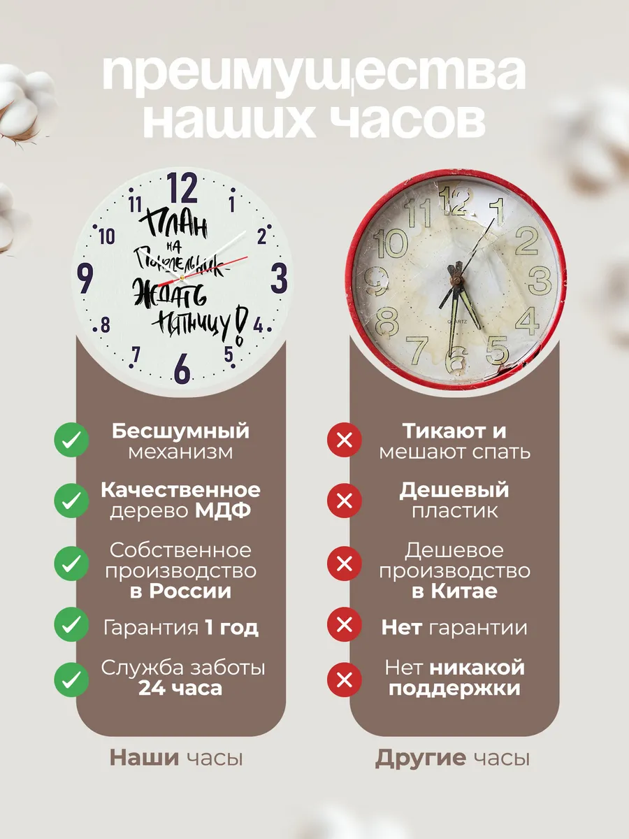 Часы настенные План на понедельник ждать пятницу — фото 10