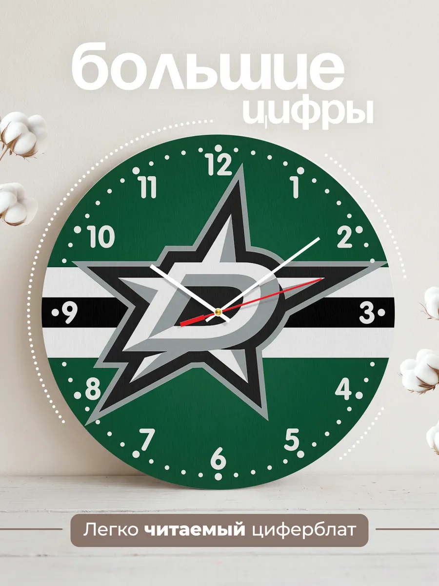 Часы настенные лого Dallas Stars NHL — фото 2