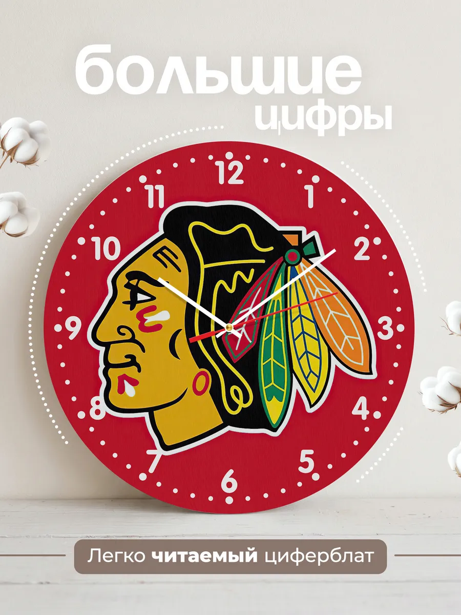 Часы настенные с лого Chicago Blackhawks — фото 2